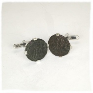 Roman coin cufflinks in silver mounts